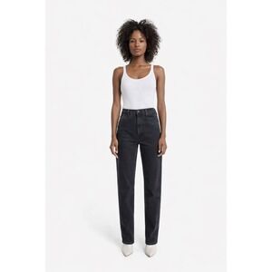 Mother‎ High Waisted Rider Skimp Womens 24 Black Jeans Straight Leg Not Guilty